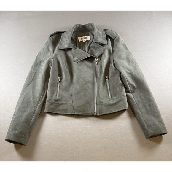 BB Dakota Jackets & Blazers - BB Dakota Steve Madden Faux Suede Moto Jacket Vegan Green Asymmetric Zip Small